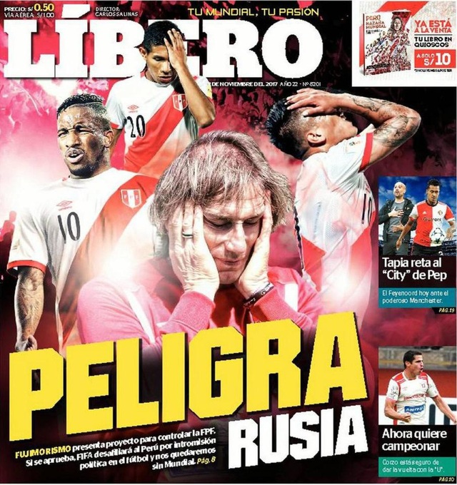 Hy vọng dự World Cup 2018 bỗng sống lại với Italia - 1 Đôi tuyển Peru có nguy cơ bị loại khỏi World Cup 2018