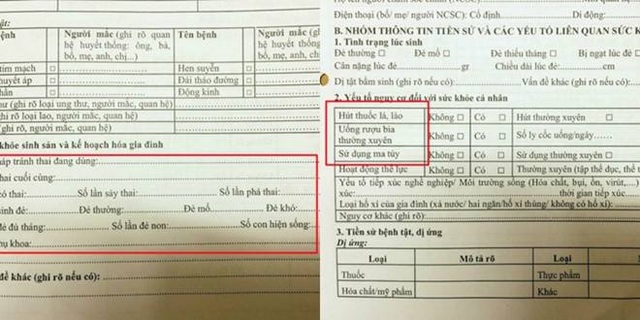 Phiếu khám sức khỏe hỏi HS tiểu học số lần sảy thai: Sở Y tế Hà Nội nói gì? - 1 Mẫu phiếu khám sức khỏe của học sinh tiểu học có câu hỏi người lớn