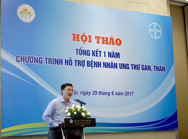 Chặng đường một năm đầu tiên Chương trình Hỗ trợ Bệnh nhân ung thư gan, thận - 1 ThS.BS. Nguyễn Bá Tĩnh, Phó Giám đốc Quỹ Ngày mai tươi sáng báo cáo tổng kết kết quả năm đầu tiên thực hiện chương trình