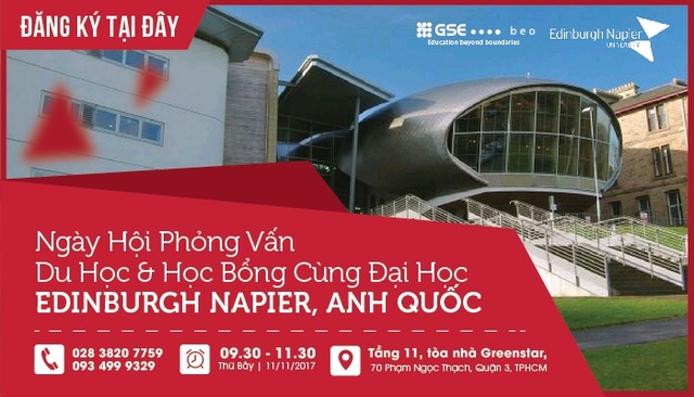Ngày hội phỏng vấn học bổng cùng trường Đại học Edinburgh Napier, Anh Quốc - 1 Ngày hội phỏng vấn học bổng cùng trường Đại học Edinburgh Napier, Anh Quốc - 1