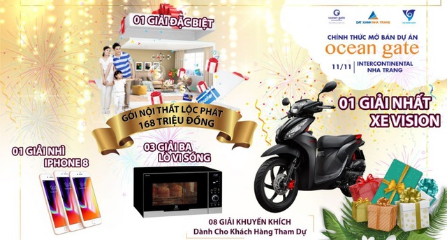 Mở bán chính thức Ocean Gate Nha Trang: Tưng bừng quà tặng - 1 Chủ đầu tư dành tặng nhiều phần quà hấp dẫn trong sự kiện mở bán Ocean Gate ngày 11/11