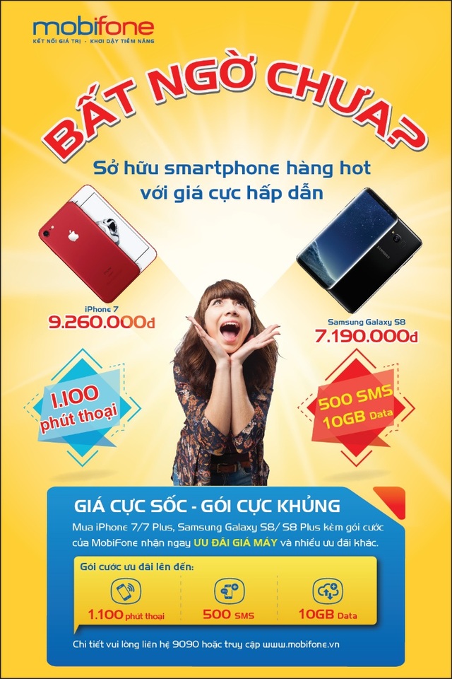 Giảm đến 60% giá Galaxy S8/S8+/J7 Prime và iPhone 7 khi mua tại MobiFone - 2 Bất ngờ với giá máy ưu đãi tại MobiFone