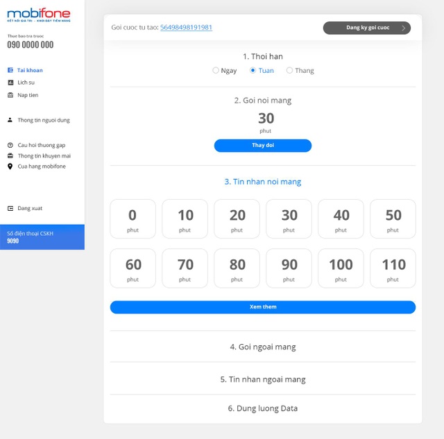 MobiFone cá biệt hoá chăm sóc khách hàng bằng dịch vụ M090 - 2 Khách hàng có thể tự chọn số phút thoại, số tin nhắn