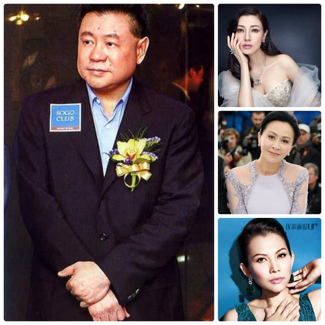 Tỷ phú bất động sản - tay săn minh tinh khét tiếng Hong Kong Lưu Loan Hùng (ảnh nhỏ bên phải, từ trên xuống: Lý Gia Hân, Lưu Gia Linh, Thái Thiếu Phân)