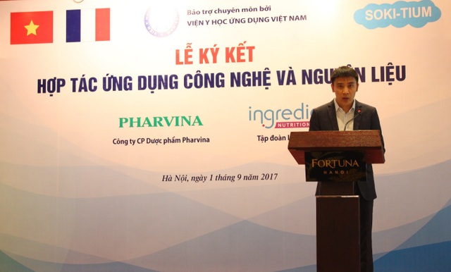 Lễ ký kết "Hợp tác ứng dụng công nghệ và nguyên liệu" - 4 Ông Lê Huy Mạnh, Giám đốc Công ty CP Dược phẩm Pharvina.