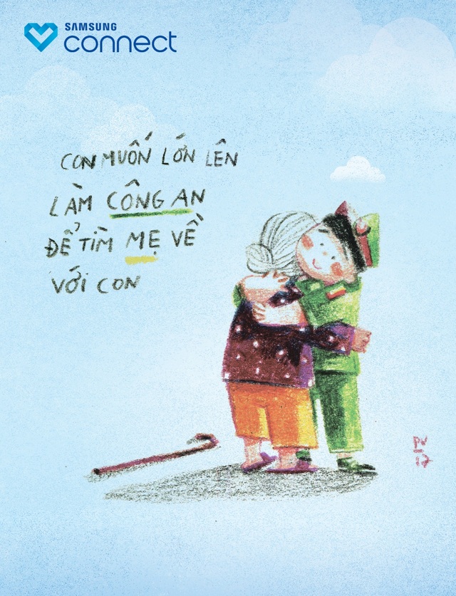Nét vẽ kể những câu chuyện về ước mơ của trẻ nhỏ - 4 Đã lâu lắm rồi em không được gặp mẹ nên ước mơ của em chỉ đơn giản là “con muốn trở thành công an để tìm mẹ về với con”