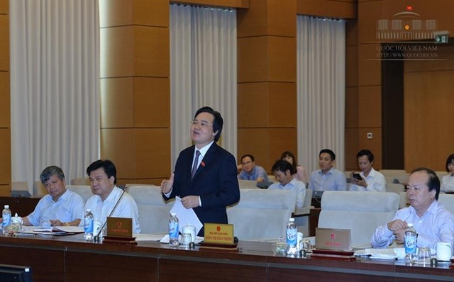 Chương trình, SGK phổ thông mới: Lùi 1 năm chưa chắc đã kịp triển khai? - 1 Bộ trưởng Phùng Xuân Nhạ trình xin ý kiến UB Thường vụ Quốc hội việc lùi thời điểm áp dụng chương trình, sách giáo khoa phổ thông mới.
