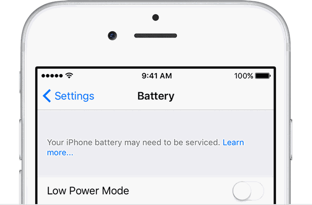 Apple cảnh báo người dùng iPhone thay pin tránh cháy nổ - 1 Thông báo nhỏ xuất hiện cho biết pin trên iPhone có vấn đề và cần phải thay thế