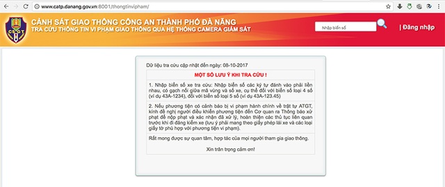 Cách kiểm tra xe ô tô có bị “treo” phạt nguội hay không - 4 Hệ thống tra cứu của Cảnh sát Giao thông Đà Nẵng