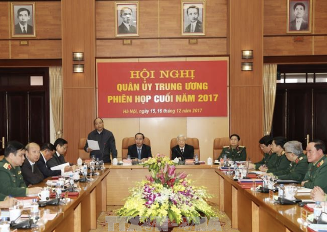 Tổng Bí thư Nguyễn Phú Trọng chủ trì Hội nghị Quân ủy Trung ương, phiên cuối năm 2017 - 3
Toàn cảnh Hội nghị tổng kết công tác quân sự, quốc phòng năm 2017
