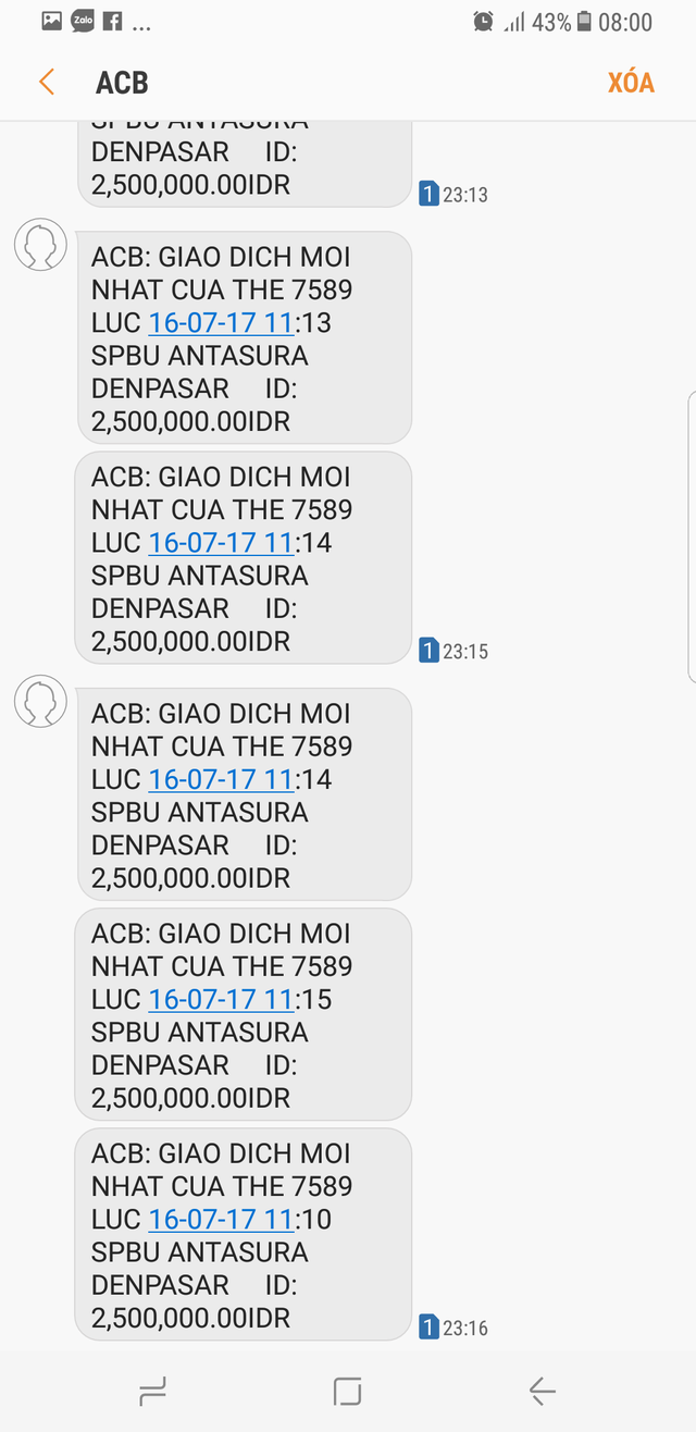 Ngồi ở Đà Nẵng, chủ thẻ visa vẫn bị rút hơn 38 triệu đồng từ Indonesia - 2 Mặc dù đang giữ thẻ và đang ở Đà Nẵng nhưng tài khoản của anh Phúc bị rút tiền tại Indonesia