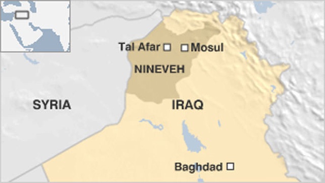 IS sắp bị đánh bật hoàn toàn khỏi thành phố chiến lược tại Iraq - 2
Tal Afar nằm cách thành phố Mosul khoảng 55km. Các lực lượng Iraq đã giành lại quyền kiểm soát Mosul từ tay IS một tháng trước. (Đồ họa: BBC)