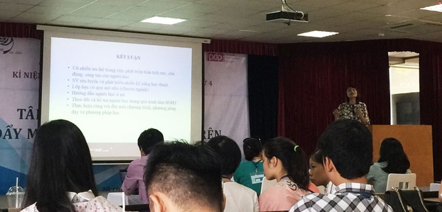 Làm thế nào để việc học trở thành nguồn cảm hứng? - 1
TS. Hồ Thị Nhật, khoa Tâm lý Giáo dục, ĐH Sư Phạm Hà Nội trình bày tham luận