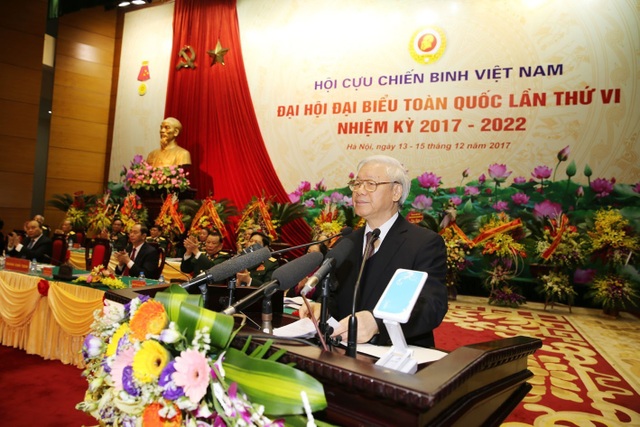 Đại hội đại biểu toàn quốc lần thứ VI Hội Cựu chiến binh Việt Nam khai mạc phiên chính thức - 2
Tổng Bí thư Nguyễn Phú Trọng dự và phát biểu chỉ đạo tại Đại hội.