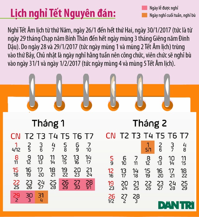 Lịch 7 ngày nghỉ Tết Nguyên Đán Đinh Dậu 2017 - 1 Lịch 7 ngày nghỉ Tết Nguyên Đán Đinh Dậu 2017 - 1