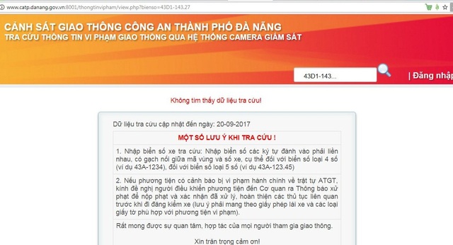 Tra cứu lịch sử phương tiện vi phạm để phạt "nguội" - 1 Trang tra cứu vi phạm giao thông qua hệ thống camera giám sát