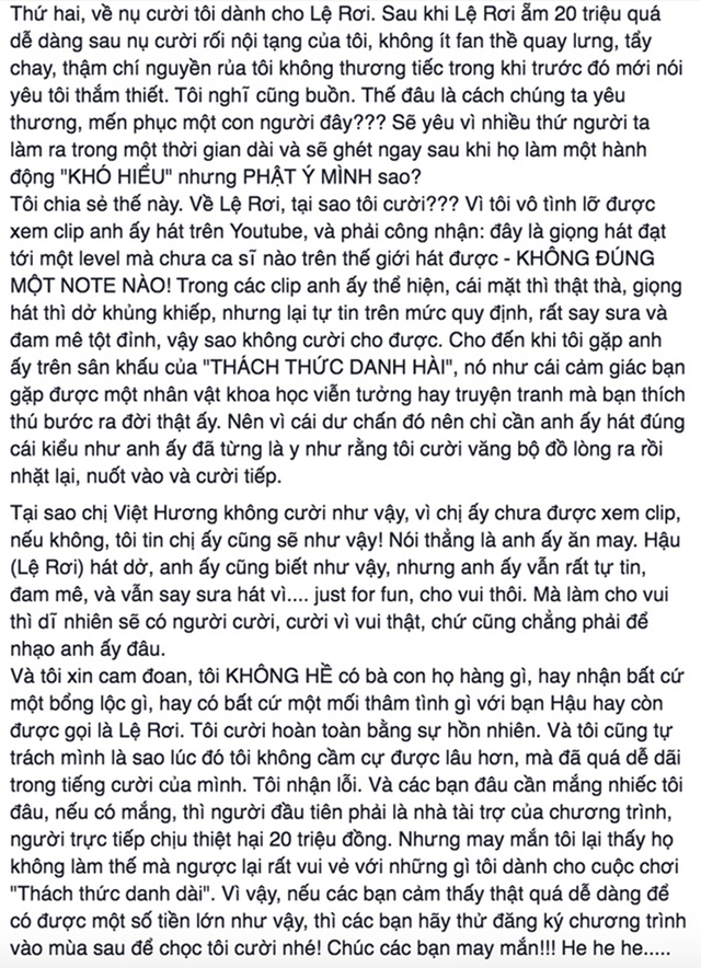 Trấn Thành và 3 phen nhận “gạch đá” dữ dội vì “cười dễ dãi” - 2 Trấn Thành lên tiếng về nụ cười rối nội tạng với Lệ Rơi.