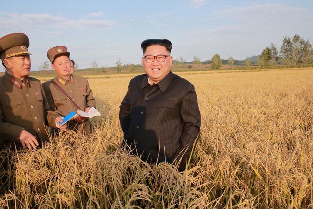 Ông Kim Jong-un tươi cười thăm nông trại giữa lúc căng thẳng - 1 Theo hãng thông tấn quốc gia Triều Tiên (KCNA), nhà lãnh đạo Kim Jong-un đã tới thị sát nông trại số 1116 do đơn vị 810 thuộc quân đội Triều Tiên quản lý ngày 29/9.