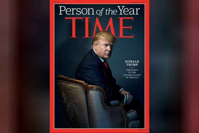 Tổng thống Trump từ chối danh hiệu “Nhân vật của năm” - 1 Tổng thống Trump xuất hiện trên bìa tạp chí Time sau khi nhận danh hiệu Nhân vật của năm 2016 (Ảnh: Reuters)