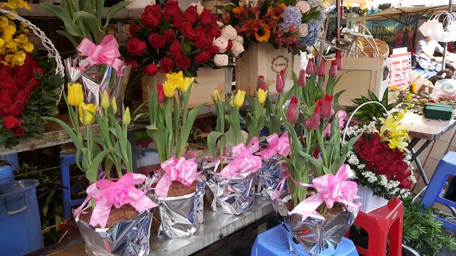 Hoa ngày Valentine: "Chết mê, chết mệt" với hồng Ecuador, Tulip Hà Lan - 3 Hoa Tulip Hà Lan mang lại sức sống mới cho thị trường hoa ngày Valentine (Ảnh: Thanh Doanh)