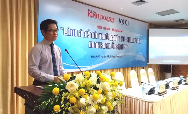 “Chính quyền không cần làm gì cũng là một cách kiến tạo” - 1 Ông Vũ Tiến Lộc, Chủ tịch VCCI phát biểu tại hội thảo - tọa đàm (ảnh: BD)