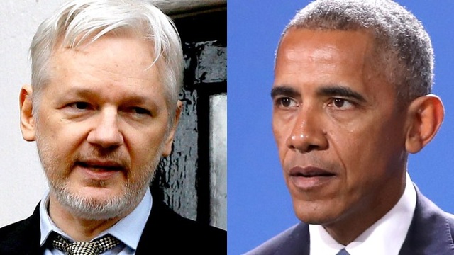 Wikileaks ráo riết ngăn chính quyền Tổng thống Obama tiêu hủy tài liệu - 1 Nhà sáng lập Wikileaks Julian Assange (trái) và Tổng thống Mỹ Barack Obama (Ảnh: Truth Division)