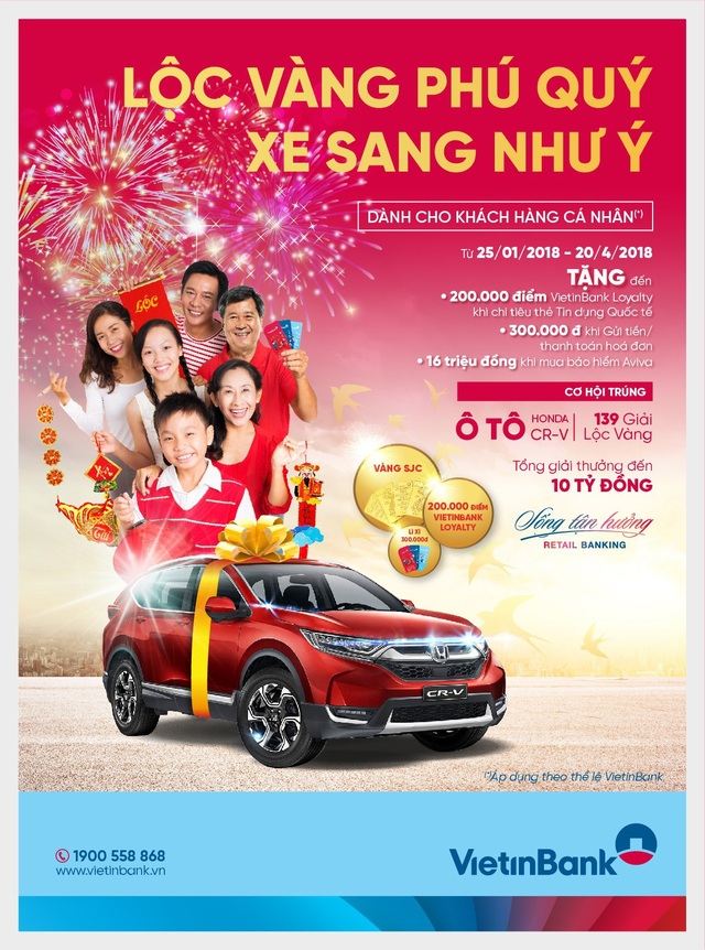 Cơ hội trúng ô tô Honda CR-V và 139 giải Lộc vàng cùng VietinBank - 1 Poster chương trình