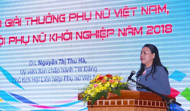 Hoạt động khởi nghiệp đã từng bước đi vào cuộc sống - 2
Đồng chí Nguyễn Thị Thu Hà, Ủy viên TƯ Đảng, Chủ tịch Hội LHPN Việt Nam, phát biểu về Giải thưởng Phụ nữ Việt Nam.