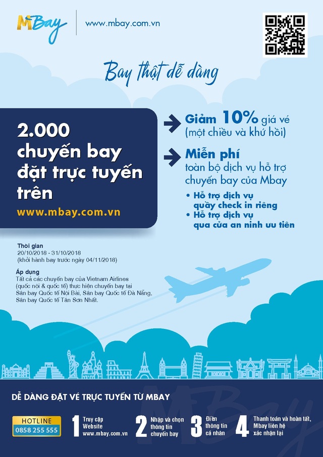 Xu hướng trải nghiệm mới về dịch vụ thủ tục hàng không ưu tiên - 2 Dịch vụ đang trong thời gian thử nghiệm. Mọi thông tin chi tiết vui lòng truy cập website www.mbay.com.vn hoặc hotline 0858 255 555.