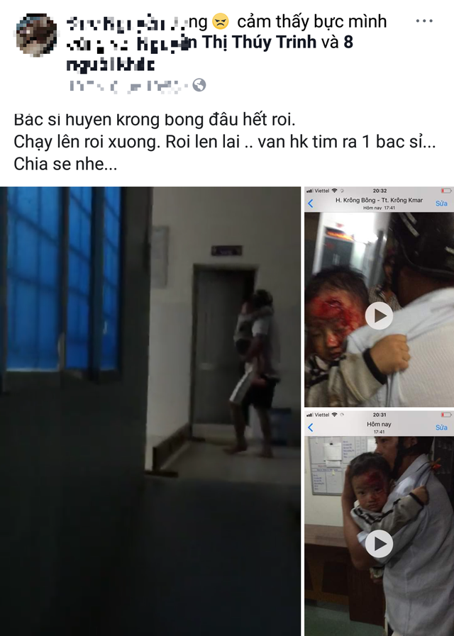 Thực hư vụ người nhà bế bé trai máu chảy đầm đìa chạy đi tìm bác sĩ - 2 Thông tin được người quay clip chia sẻ rộng rãi trên mạng xã hội khiến dư luận bất bình trước hành xử của y, bác sĩ (ảnh chụp màn hình)