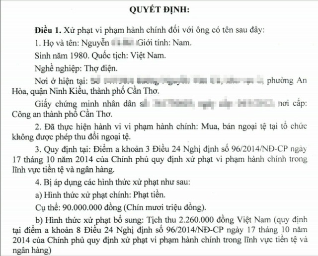 Người dân sốc toàn tập khi hay tin đổi USD bị phạt 90 triệu đồng - 1 Người dân sốc toàn tập khi hay tin đổi USD bị phạt 90 triệu đồng - 1