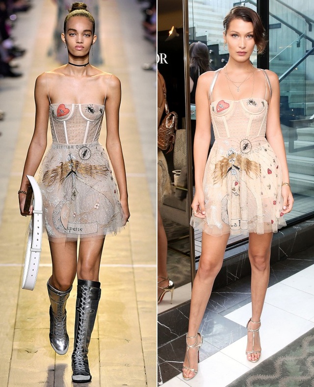 Khi sao diện hàng hiệu đẹp hơn cả người mẫu - 15
Bella Hadid trong trang phục của Dior