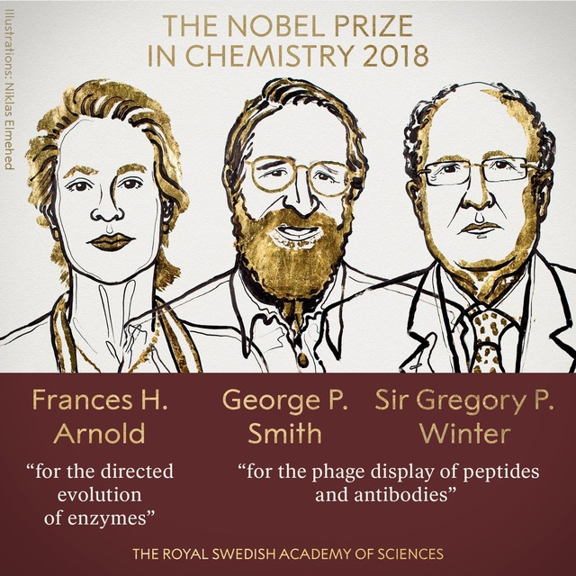 Nobel Hóa học 2018 gọi tên hai dự án nghiên cứu về tiến hóa - 1
Ba chủ nhân giải Nobel Hóa học 2018 (Ảnh: Viện Hàn lâm khoa học Thụy Điển)