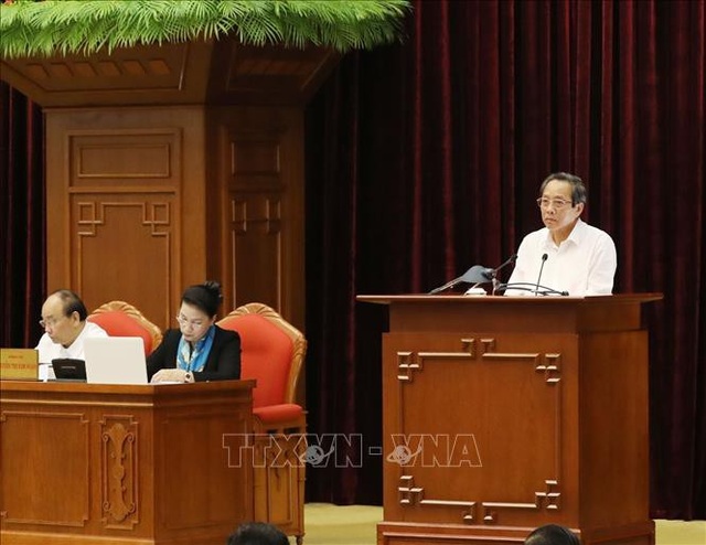 Đồng chí Hoàng Đăng Quang, Ủy viên Trung ương Đảng, Bí thư Tỉnh ủy Quảng Bình phát biểu. Ảnh: Phương Hoa/TTXVN