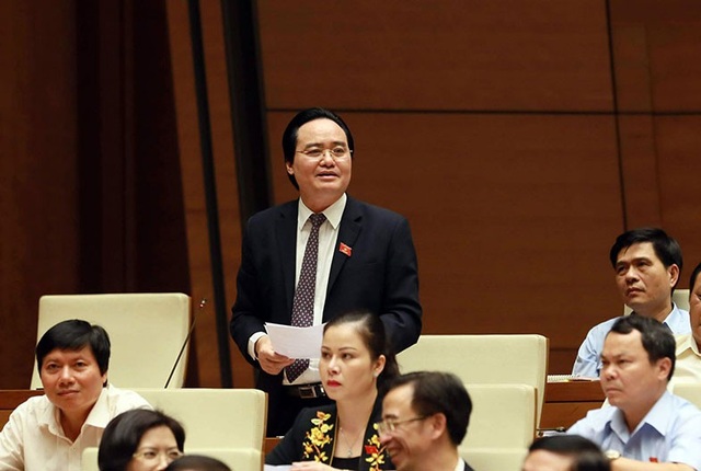 
Bộ trưởng Phùng Xuân Nhạ bị Chủ tịch Quốc hội nhắc nhở việc đổ lỗi cho cấp dưới kém năng lực (Ảnh: Như Phúc)
