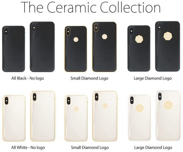 “Choáng” với chiếc iPhone XS làm bằng đá ngoài hành tinh, giá 3 triệu USD - 3 Phiên bản bằng gốm, với Logo làm bằng kim cương.