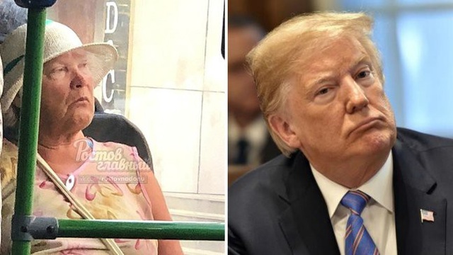 “Bản sao” của Tổng thống Trump gây xôn xao dư luận - 2 Một phụ nữ ngồi trên xe buýt ở Nga từng gây xôn xao dư luận vì có ngoại hình giống ông Trump. (Ảnh: Twitter)