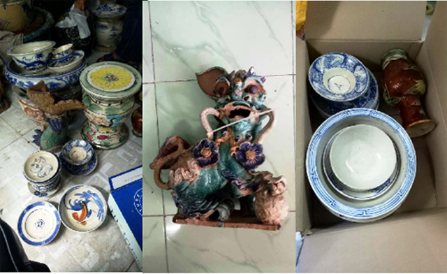 Băng trộm chuyên "săn" cổ vật ở đình, chùa sa lưới - 3 Số cổ vật bị các đối tượng lấy trộm đã được công an thu giữ, trao trả cho các cơ sở Tôn giáo.