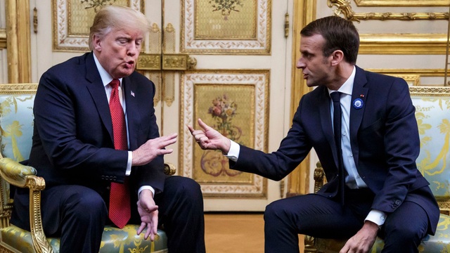 Tổng thống Putin lên tiếng về ý tưởng lập quân đội chung châu Âu - 2
Tổng thống Mỹ Donald Trump và người đồng cấp Pháp Emmanuel Macron (Ảnh: Reuters)