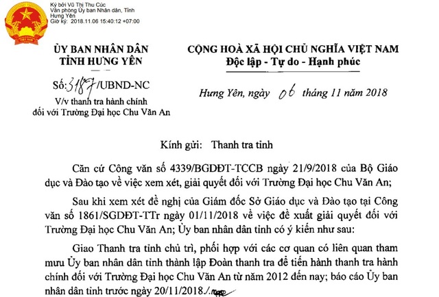 Sau nhiều sai phạm, trường đại học Chu Văn An tiếp tục bị thanh tra hành chính - 1 Sau nhiều sai phạm, trường đại học Chu Văn An tiếp tục bị thanh tra hành chính - 1