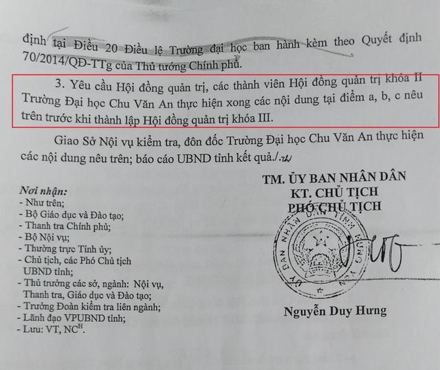“Lùm xùm” trường đại học Chu Văn An: UBND tỉnh Hưng Yên đã làm tròn trách nhiệm? - 3 khoản 3 của văn bản này lại đưa ra quy định ràng buộc.