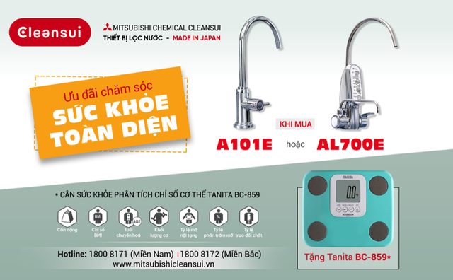Ưu đãi chăm sóc sức khỏe toàn diện từ thương hiệu lọc nước Mitsubishi Cleansui - 1 Ưu đãi chăm sóc sức khỏe toàn diện từ thương hiệu lọc nước Mitsubishi Cleansui - 1