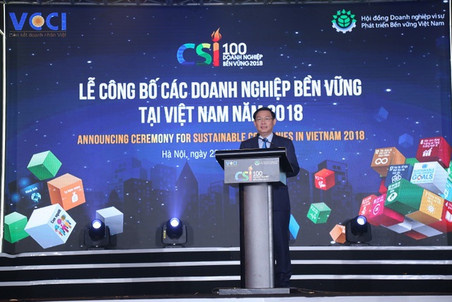 Công bố 100 doanh nghiệp bền vững tại Việt Nam 2018 - 2
Phát biểu chỉ đạo tại lễ công bố, Phó Thủ tướng Chính phủ Vương Đình Huệ cho biết, Việt Nam đặt mục tiêu phát triển nhanh và bền vững.