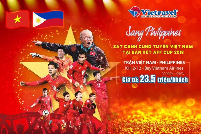 Người hâm mộ chi tiền triệu đi chuyên cơ sang Philippines cổ vũ đội tuyển Việt Nam - 2
Vietravel sớm tung ra gói tour đưa CĐV Việt Nam sang Philippines cổ vũ đội nhà