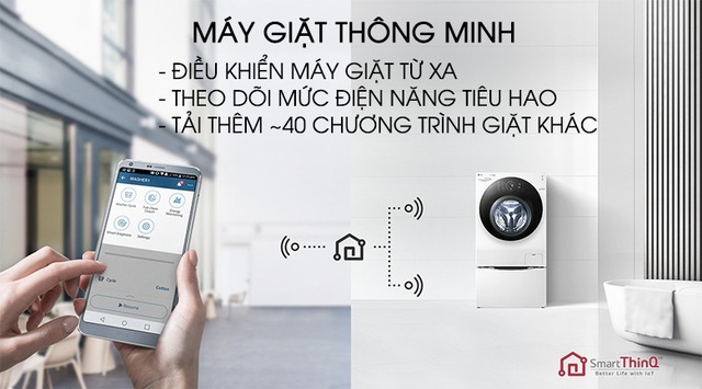Trải nghiệm những tiện ích cao cấp trong ngôi nhà thông minh - 5 Dòng máy giặt lồng đôi LG TWINWash tichs hợp Wifi để có thể điều khiển từ xa qua điện thoại