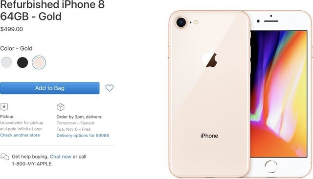 Apple mở bán iPhone 8 tân trang trên website của hãng.