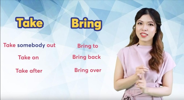 Học tiếng Anh: 5 phút để phân biệt sự khác nhau của “Bring” và “Take” - 1 Học tiếng Anh: 5 phút để phân biệt sự khác nhau của “Bring” và “Take” - 1