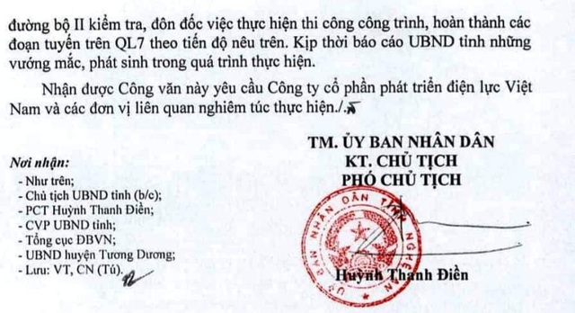 Tỉnh Nghệ An sẽ đề nghị dừng tích nước thủy điện Khe Bố "giải cứu" Quốc lộ 7! - 6 Ngày 20/11/2018, UBND tỉnh Nghệ An đã có văn bản số 8854/UBND-CN về việc thi công đường tránh ngập lòng hồ thủy điện Khe Bố.