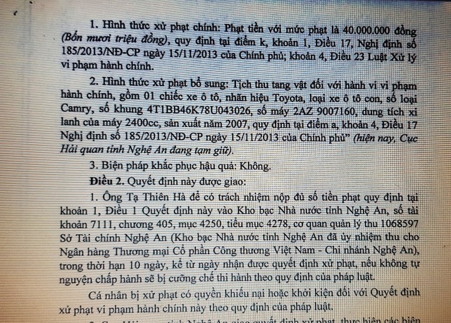 Nghệ An: Một cá nhân kinh doanh hàng lậu bị phạt 40 triệu đồng - 2 Quyết định xử phạt 40 triệu đồng.