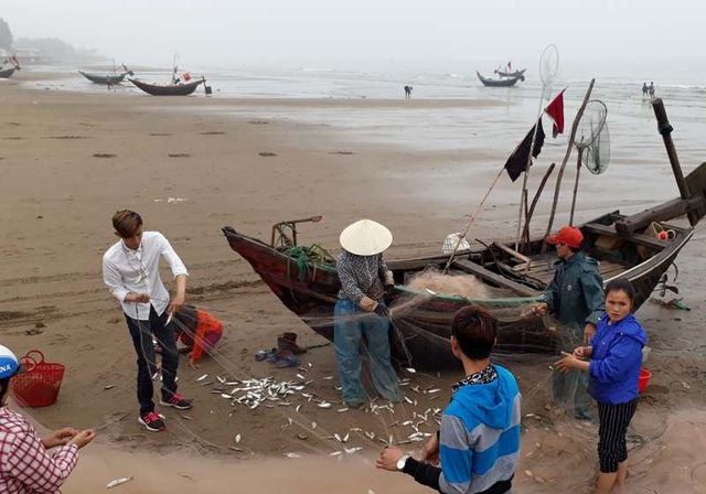 Ngư dân “mỏi tay” gỡ cá trích ngày đầu năm mới - 6 Ngư dân tập trung gỡ cá